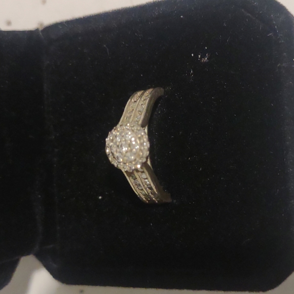 Diamond Cluster Engagement Ring-Sz.6.75 - Picture 5 of 10